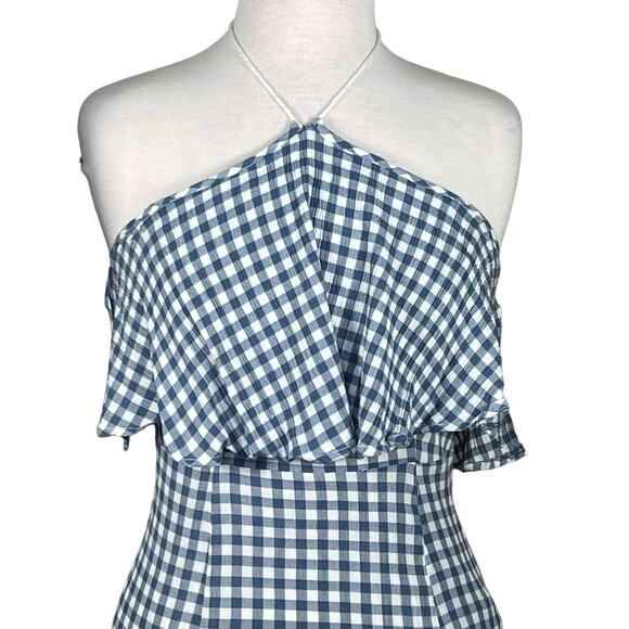 VICI Women’s Blue & White Gingham Midi Halter Sorority Graduation Dress Medium - Picture 2 of 14